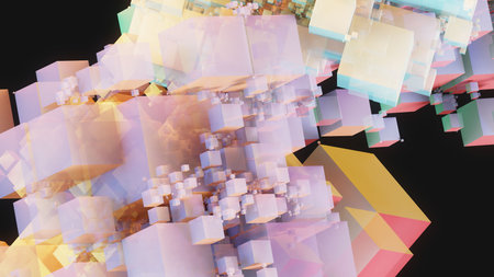 Abstract 3d rendering of geometric shapes. Futuristic background with cubes.の写真素材