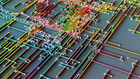 Circuit board, computer generated abstract background, 3D rendering.の写真素材