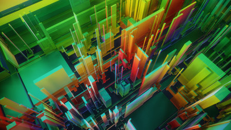 3d render of abstract geometric composition,digital art works. Computer generated image.の写真素材