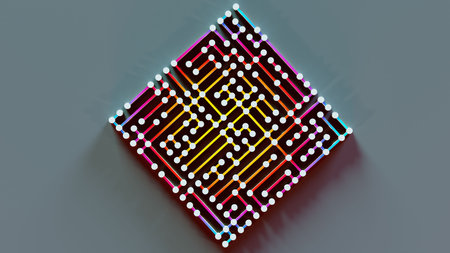 Circuit board in the form of a cube. 3d renderingの写真素材
