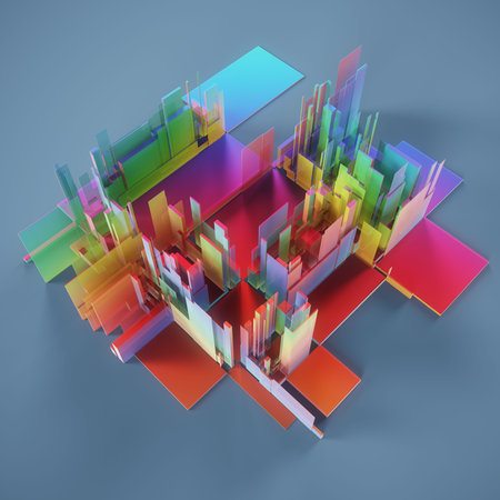 3d illustration of abstract geometric composition in the form of a squareの写真素材