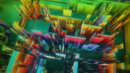 3d rendering of abstract geometric composition,digital art works. Computer generated image.の写真素材