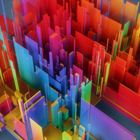 abstract background with colorful cubes. 3d rendering, 3d illustration.の写真素材
