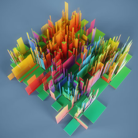 abstract 3d illustration of a city landscape with buildings and skyscrapersの写真素材
