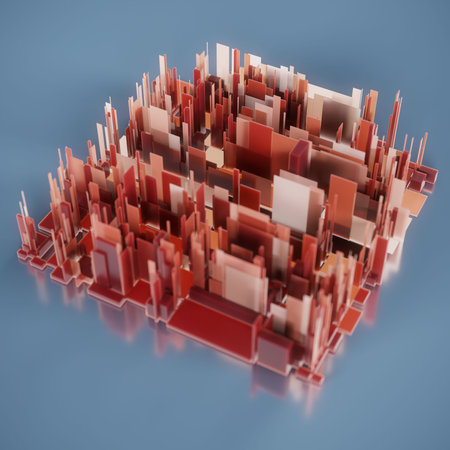 Abstract 3d rendering of cubes. Futuristic background for business presentations.の写真素材