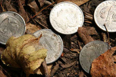 Many old metal coins of different countries of worldの写真素材