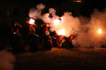 Night volley of musketの写真素材