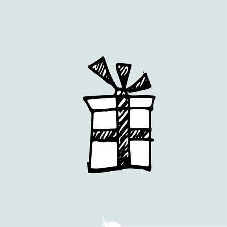 Gift idea, drawing boxes with ribbon. Hand drawn.のイラスト素材