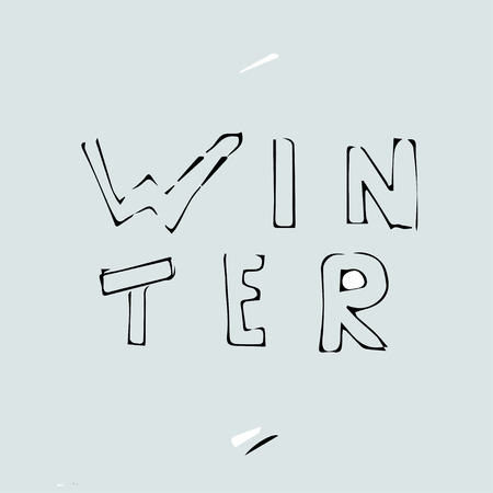 inscription by hand winter, children's styleのイラスト素材