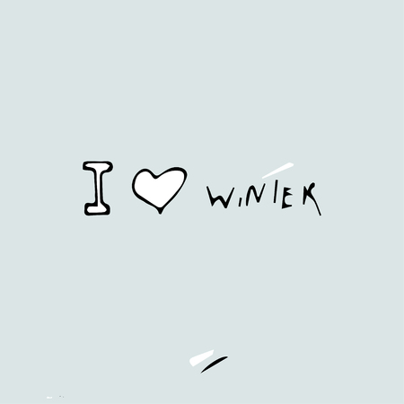 inscription by hand l love winter, children's styleのイラスト素材