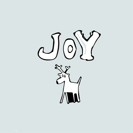 Freehand drawing of a deer and the inscription Joy.のイラスト素材