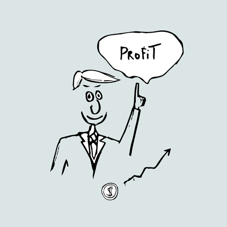 Profit concept. Businessman and income growth chart,のイラスト素材