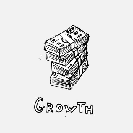 Money growth idea. Wads of money and the inscription. Vector illustration.のイラスト素材