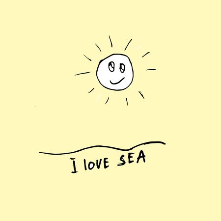 I love sea. Freehand drawing. Vacation at sea idea. Vector illustration.のイラスト素材