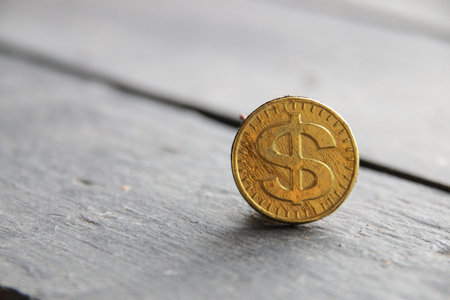 financial background, golden dollar on vintage backgroundの写真素材