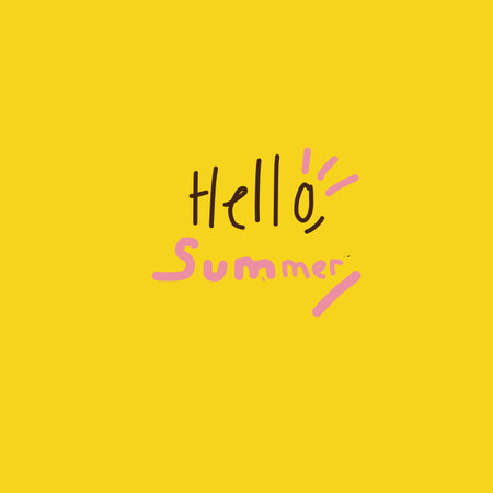 Hello summer inscription on a yellow background.のイラスト素材