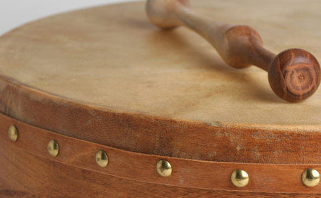 Traditional goatskin irish drum - the bodhran.