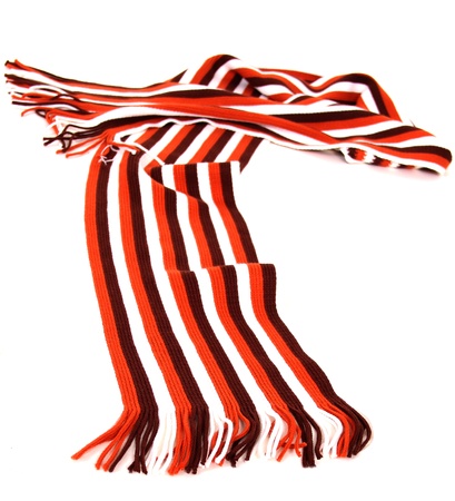 Winter color scarf on a white background.の写真素材