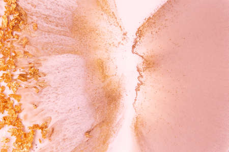 Artistic decoration made of epoxy resin and sequins. Epoxy resin paint, abstract backgroundの写真素材