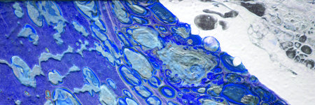 Spread-out acrylic paint. Abstract background, made in the technique of fluid art. Fashionable...