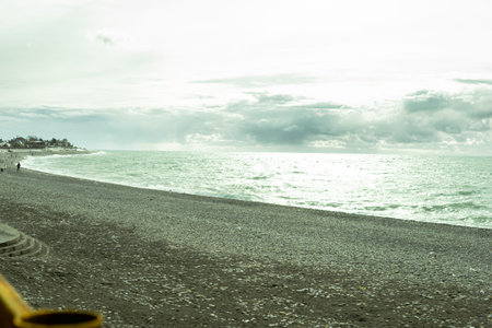 The picturesque coast of the Black Sea, the concept of sea travel and vacation.の写真素材
