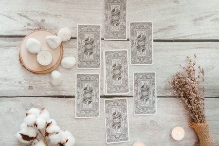 TVER, RUSSIA - FEBRUARY 11, 2023. Tarot cards, Tarot card divination, fortune telling. Occultism,...