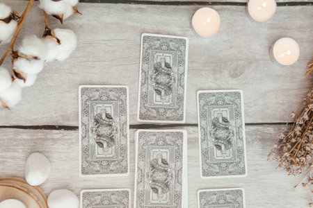 TVER, RUSSIA - FEBRUARY 11, 2023. Tarot cards, Tarot card divination, fortune telling. Occultism,...