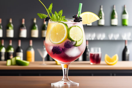 Hugo Spritz - this simple low-alcohol cocktail combines elderberry liqueur, any sparkling wine and sparkling water. A popular summer drink.の素材