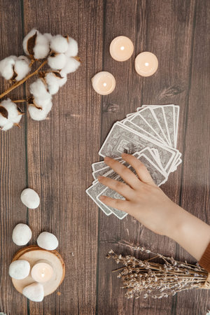 TVER, RUSSIA - FEBRUARY 11, 2023. Tarot cards, Tarot card divination, fortune telling. Occultism,...