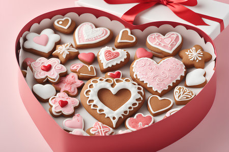 Gingerbread in the shape of a heart for Valentines Day.の写真素材