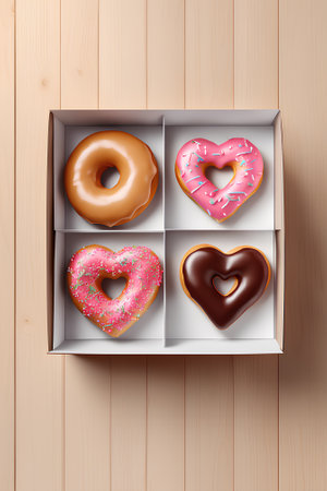 Donut in the shape of a heart. Valentines Day Gift Concept.の素材