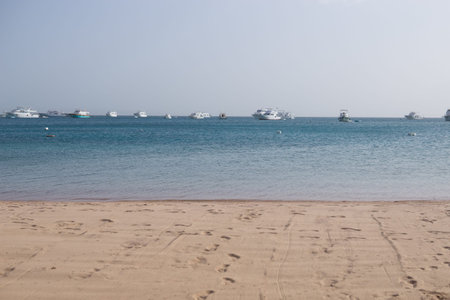 Beach Relaxation at the Red Sea. Fairy-tale Moments of a Sunny Day. The concept of tourism and sea...