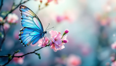 renewal of life showcased through delicate butterfly on blurred spring background, renewal bringing joy to hearts, renewal inspiring creativity, renewal admired universallyの素材