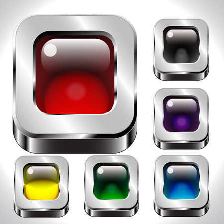illustration square metal buttons setのイラスト素材