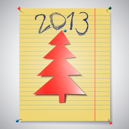 Christmas paper card  Christmas tree  Vector Illustrationのイラスト素材