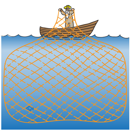 Maze game fisherman. vector illustrationのイラスト素材