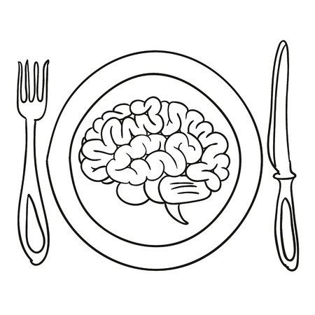 brain on a plate illustrationのイラスト素材