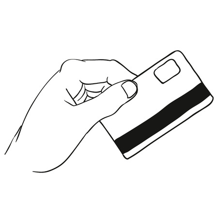 credit card in hand. vector doodleのイラスト素材