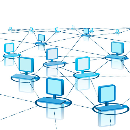 Abstract scheme of modern computer network. Network computers. Vector illustrationのイラスト素材