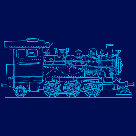 Steam locomotive. Hand drawn illustration. Vector illustrationのイラスト素材