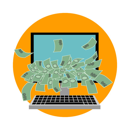 Computer with money. Flat design. Vector illustrationのイラスト素材