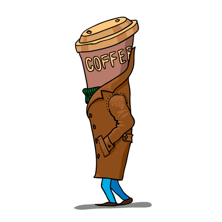Coffee man. color Cup of coffee.のイラスト素材