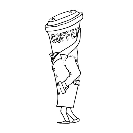 Coffeeman. Cup of coffee isolatedのイラスト素材