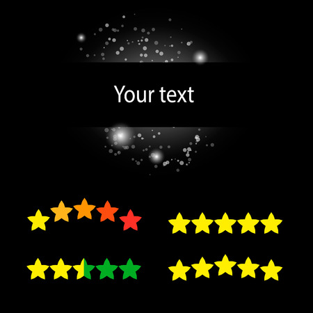 glowing banner and stars on black backgroundのイラスト素材