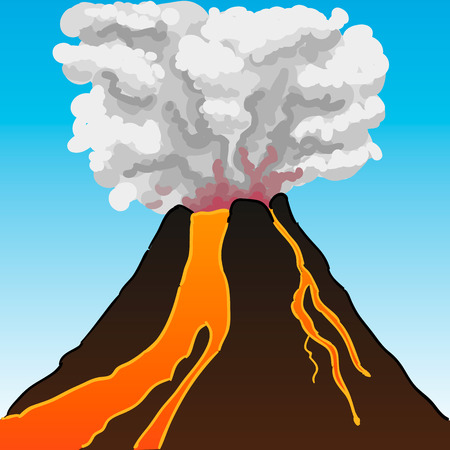 Volcano flowing with lava vectorのイラスト素材