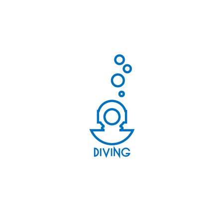 diving helmet line logo template isolatedのイラスト素材