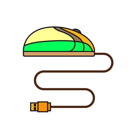 computer mouse in cartoon style isolated on white.のイラスト素材