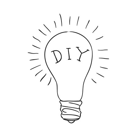 bulb idea black and white sketch cartoon doodle. vector illustrationのイラスト素材