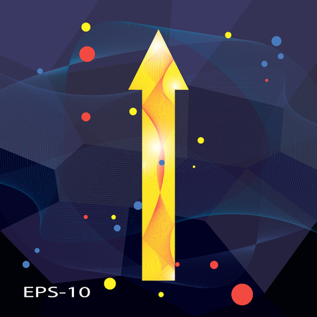 abstract low poly vector background with yellow arrowのイラスト素材