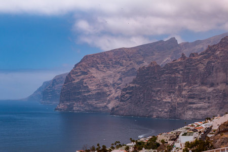 Landscape picture of giant rocks and cliffs at the oceanの写真素材